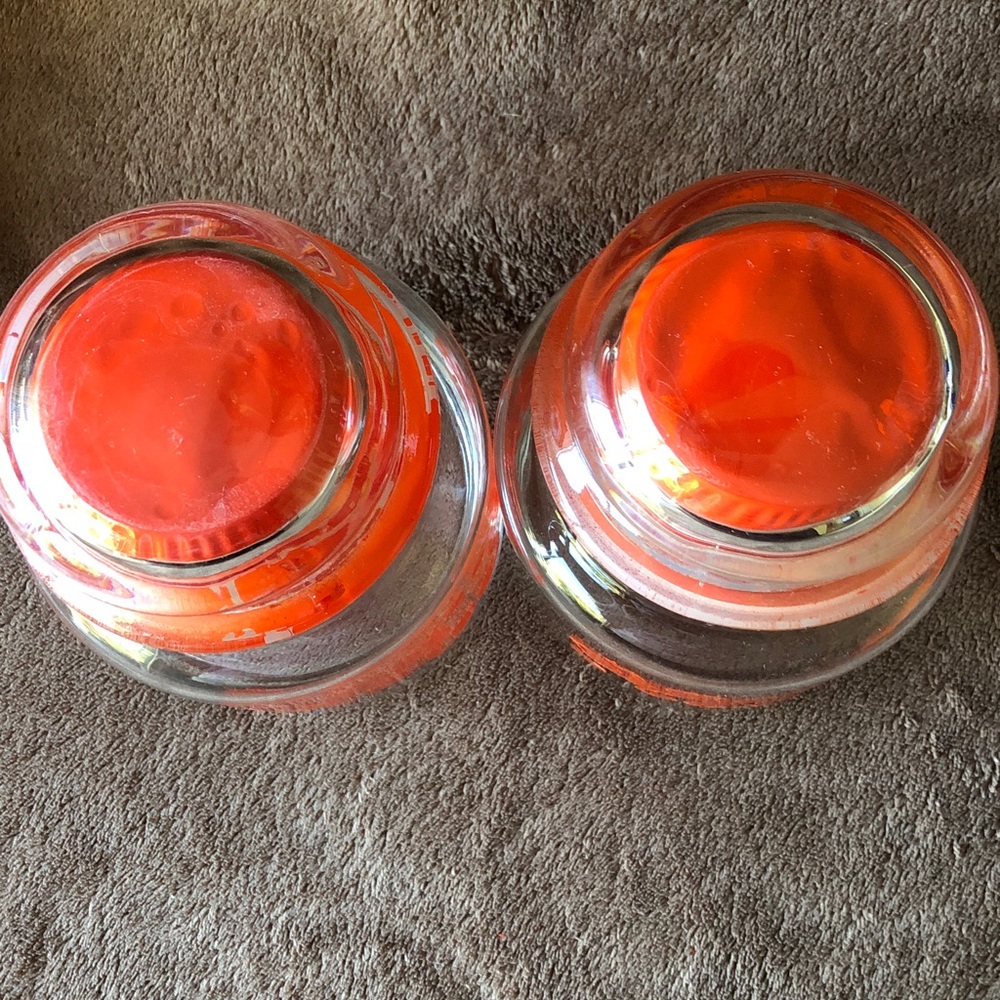 Vintage MoD Glass Jars with Orange Swirl Design set of 2 - Picture 6 of 9